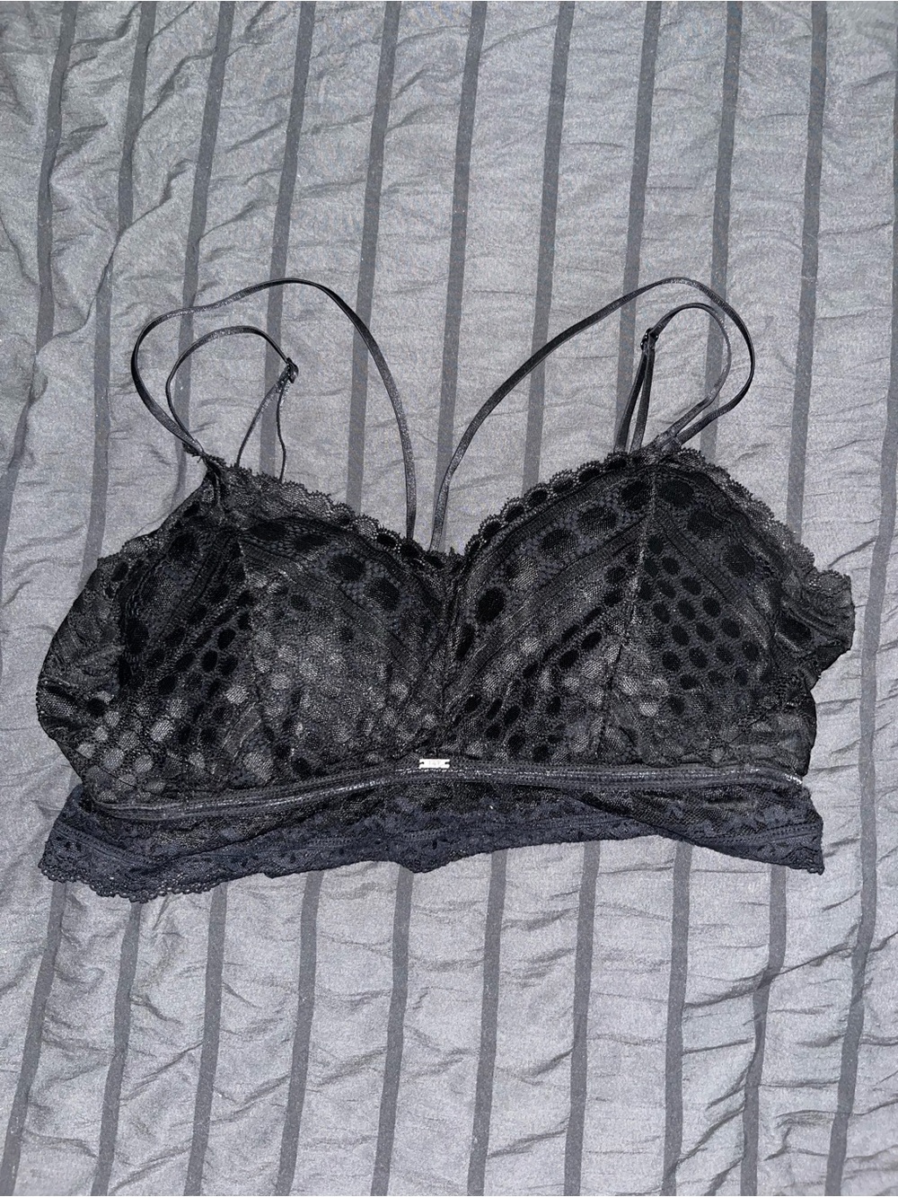 Sheer Polka Dot Lace Bralette - Black